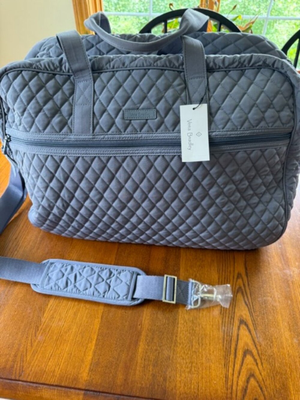 Vera Bradley Grand Traveler Bag Gray NWT $189 MSRP Shoulder Strap